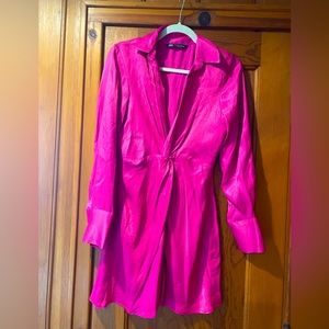 Never worn! Zara wrap-effect pink dress!